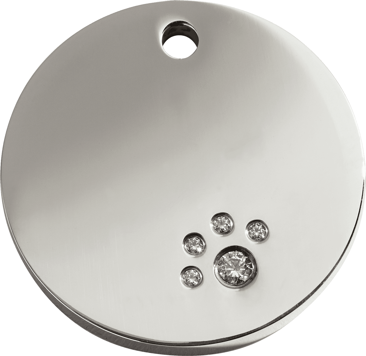 Red Dingo Swarovski crystal round pet ID tag set with a crystal paw print